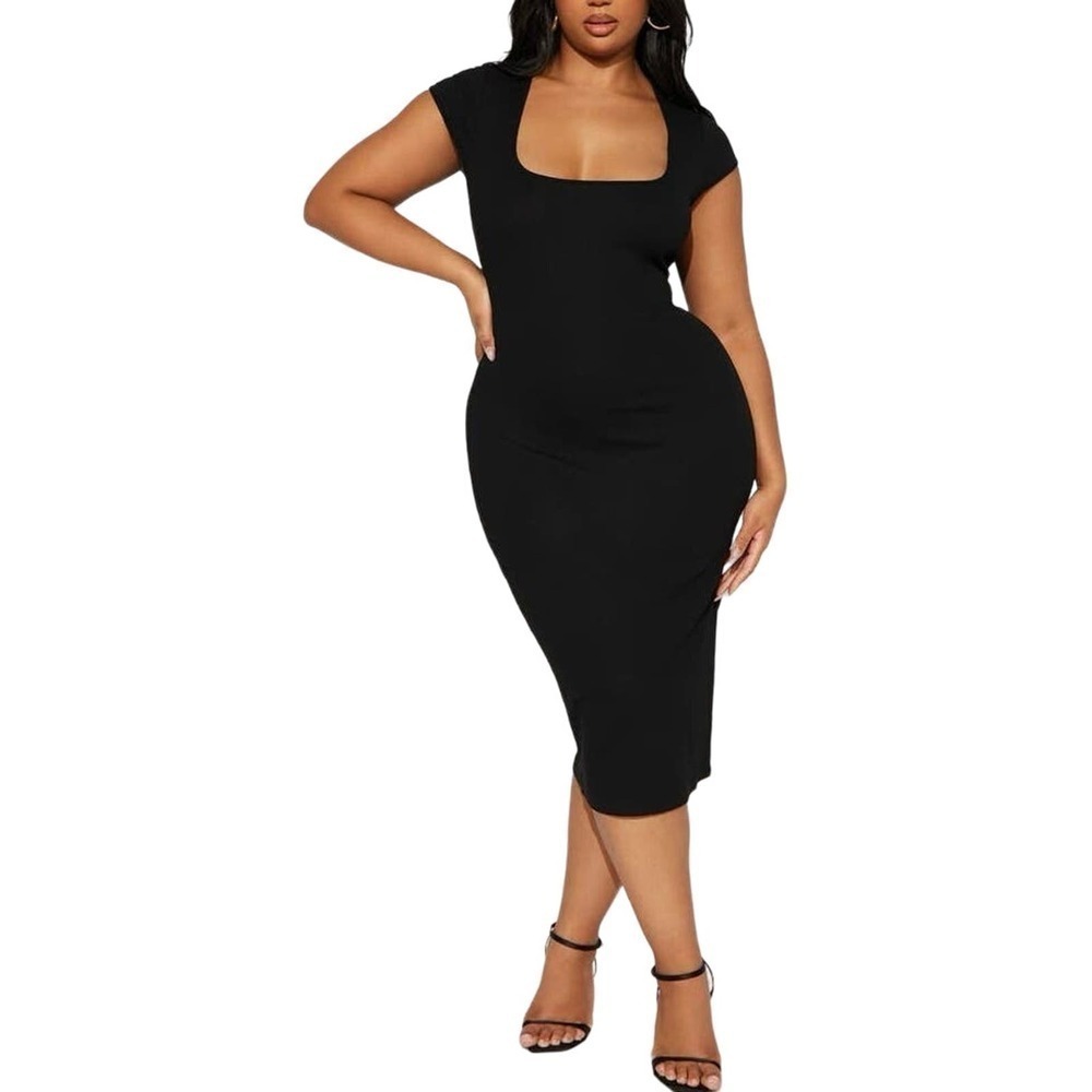 NWT Fashion Nova Brealle Rib Ribbed Scoop Neck Midi Dress Small
